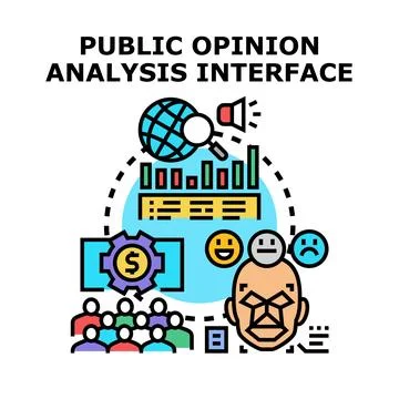 Public opinion analysis interface collecting survey data Stock Illustration