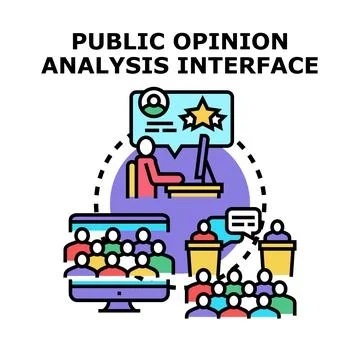 Public opinion analysis interface gathering feedback data Stock Illustration