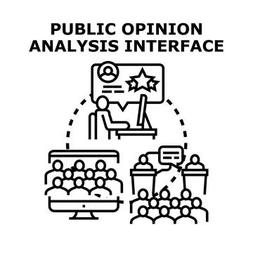Public opinion analysis interface gathering feedback data Stock Illustration