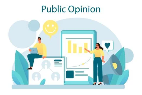 Public opinion. Idea of PR through mass media to advertise Stock Illustration