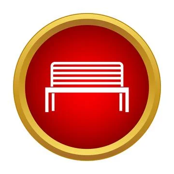 Public park bench icon on red button Ilustração Stock