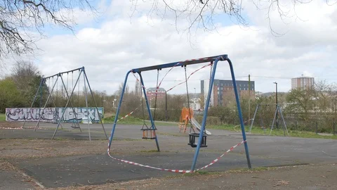 Public park closed down because of Corona Virus lockdown Video stock 127420826