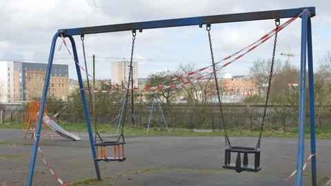 Public park closed down because of Corona Virus lockdown Video stock 127420848