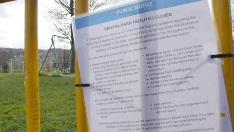 Public park closed down because of Corona Virus lockdown Video stock 127420957