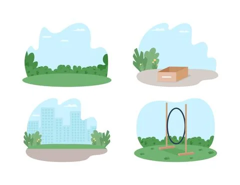 Public park for training pets 2D vector web banner, poster set Stock-Illustration