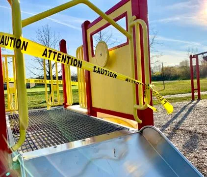 Public parks and playgrounds closed during Corona virus season Stock Photos