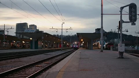 Public passenger main train station, Ljubljana city, Slovenia Stock Footage 171104788