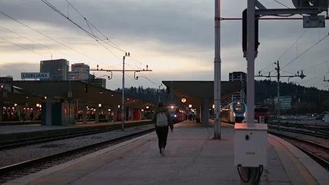 Public passenger main train station, Ljubljana city, Slovenia Stock Footage 171104934