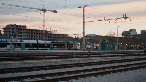 Public passenger train departure Stock Footage 171104519