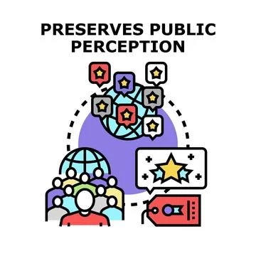 Public perception preserving brand influence and global reputation Stock Illustration