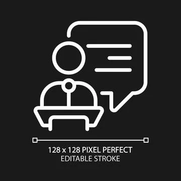 Public performance pixel perfect white linear icon for dark theme Stock Illustration