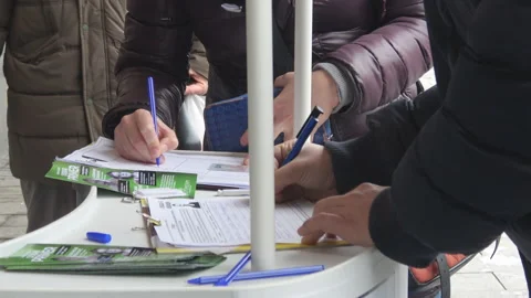 Public petition signing  Stock Footage 132217563