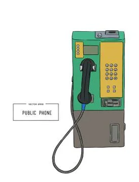 Public phone hand draw sketch vector. Stock Illustration