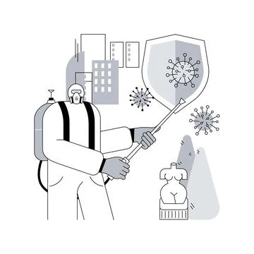 Public place sanitizing abstract concept vector illustration. Stock Illustration