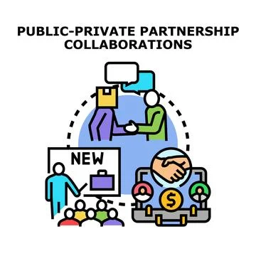 Public private partnership collaborations working together vector concept Stock Illustration