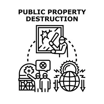 Public property destruction changing global environment concept Stock Illustration