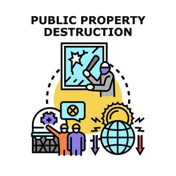 Public property destruction changing global environment concept Stock Illustration