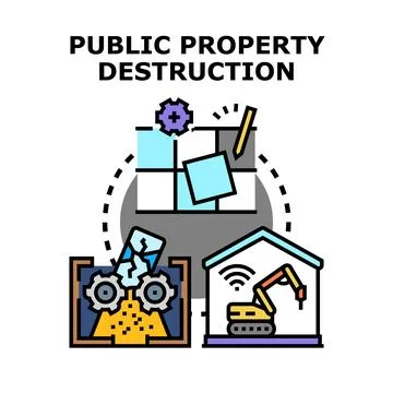 Public property destruction vector concept illustration Stock Illustration