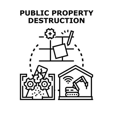 Public property destruction vector concept illustration Stock Illustration