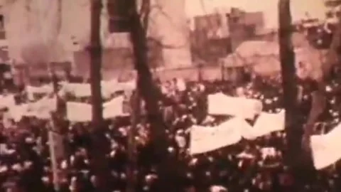 Public protest activity during Iranian Revolution era, 1979 Stock Footage 325855162