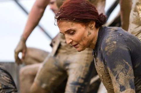 Public race with obstacles. Stock Photos