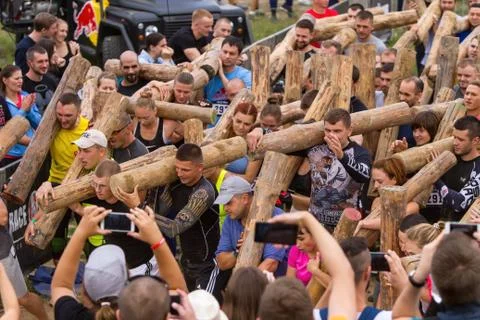 Public race with obstacles. Stock Photos