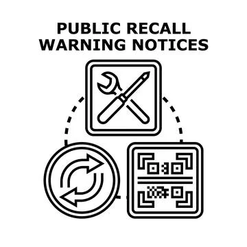 Public recall warning notices vector concept 스톡 일러스트