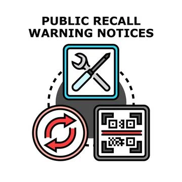 Public recall warning notices vector concept Stock Illustration