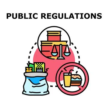 Public regulations concept with urban development and health restrictions Stock Illustration