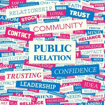 PUBLIC RELATION PUBLIC RELATION. Concept illustration. Graphic tag collect... Stock Photos