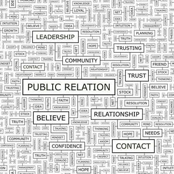 PUBLIC RELATION PUBLIC RELATION. Seamless pattern. Word cloud illustration... Stock Photos