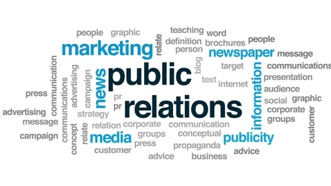 Public relations animated word cloud, text design animation. Stock Footage 77047647
