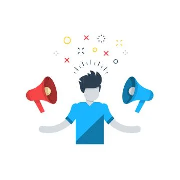 Public relations concept, information overload, annoying advertising Illustrazione stock