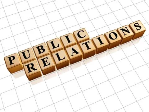 Public relations in golden cubes Stock Illustration