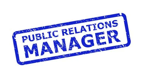 PUBLIC RELATIONS MANAGER Stamp with Rubber Texture and Rounded Rectangle Frame Stock Illustration