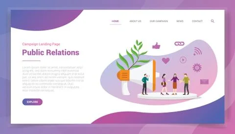 Public relations or pr for website template or landing homepage design campai Stock Illustration