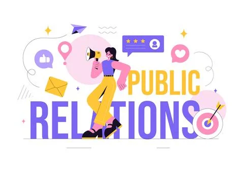 Public Relations Vector Illustration featuring a Team Developing Marketing .. Stock Illustration