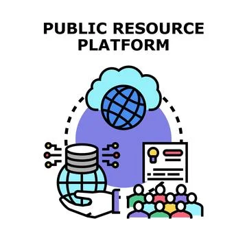 Public resource platform connecting global information sharing 스톡 일러스트