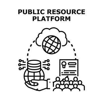 Public resource platform connecting global information sharing Stockillustratie