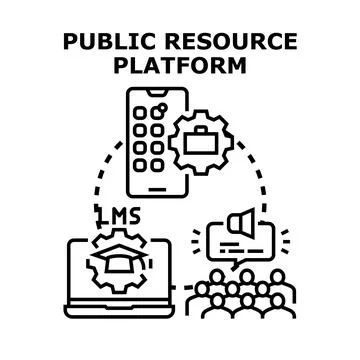 Public resource platform connecting learning business communication Stock Illustration