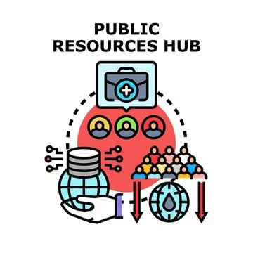 Public resources hub concept providing shared services Stock Illustration