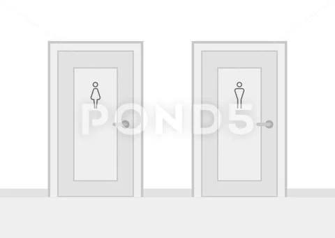 Public restroom with sign male and female. Toilet doors man and woman ...