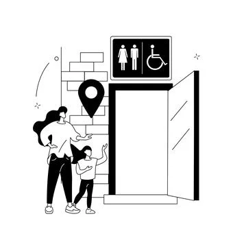Public restrooms abstract concept vector illustration. Stock Illustration