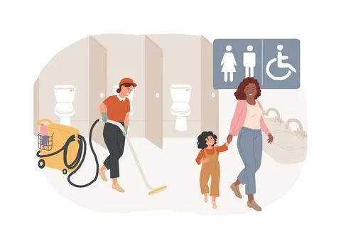 Public restrooms isolated concept vector illustration. Ilustración de archivo