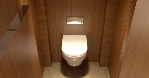 Public restroomt. 3D visualization 스톡 동영상 77364568