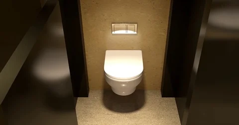 Public restroomt. 3D visualization Stock Footage 77364721