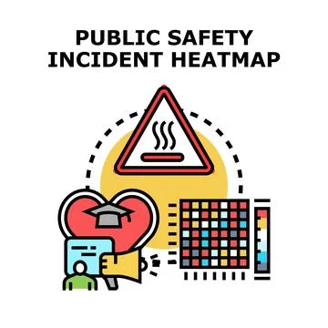 Public safety incident heatmap visualizing risks and data イラスト素材
