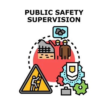 Public safety supervision ensuring workers protection concept Illustrazione stock