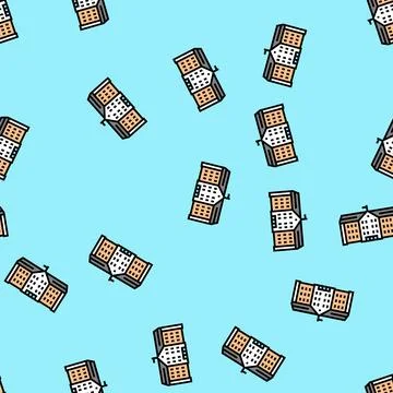 Public school building vector seamless pattern Stock Illustration
