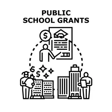 Public school grants application financial aid concept Stock Illustration